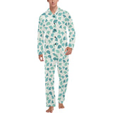 Green ginkgo leaves pattern Men's Long Pajama Set