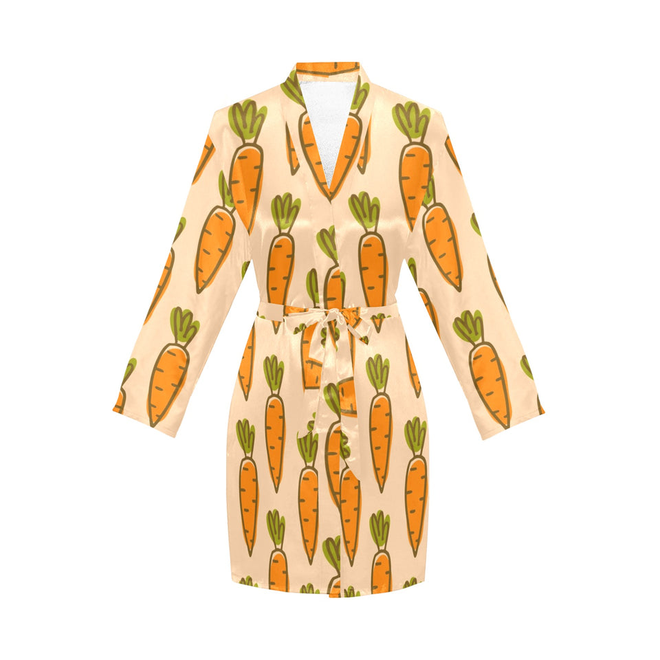 Carrot Pattern Print Design 04 Women's Long Sleeve Belted Night Robe