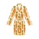 Carrot Pattern Print Design 04 Women's Long Sleeve Belted Night Robe