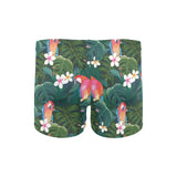 Parrot Palm tree leaves flower hibiscus pattern Men's Swimming Trunks