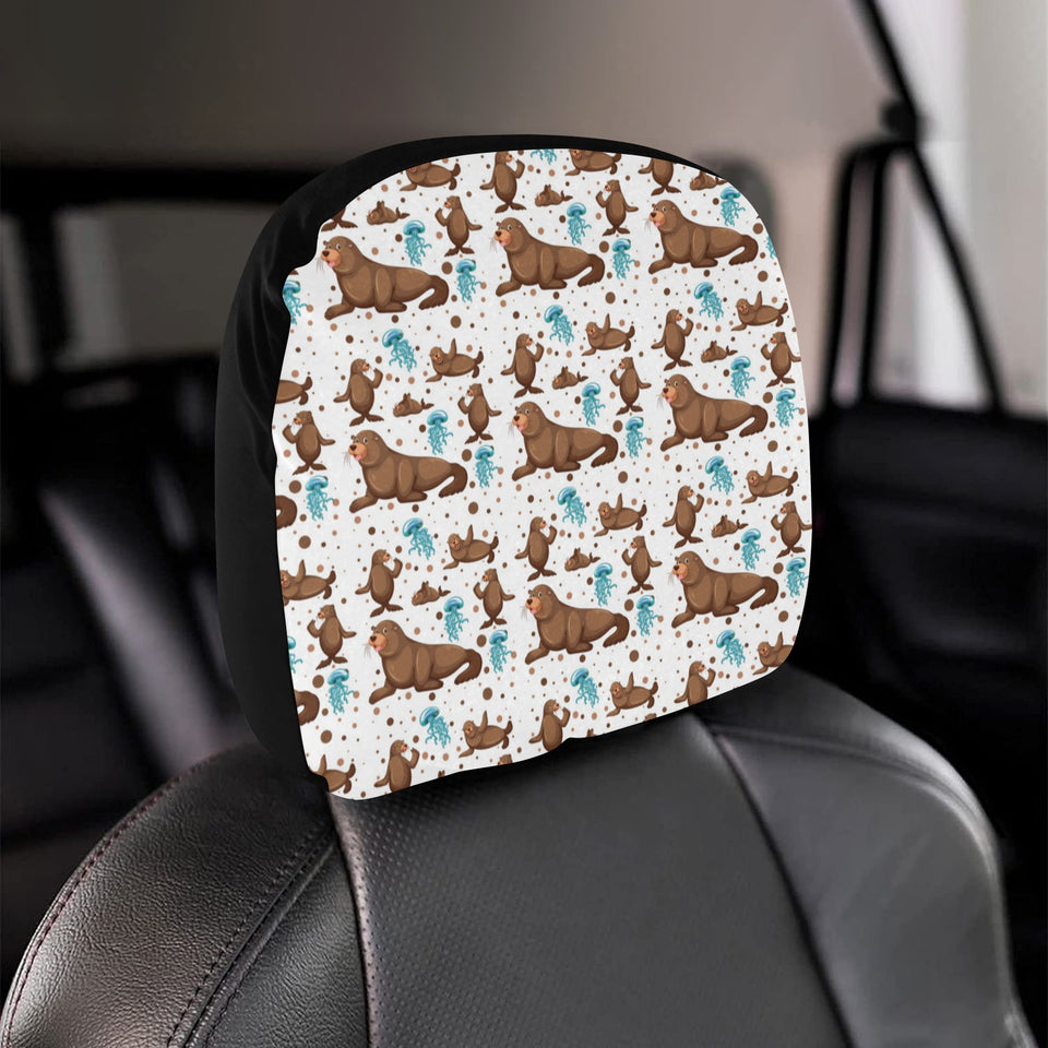 sea lion Seals jellyfish pattern Car Headrest Cover