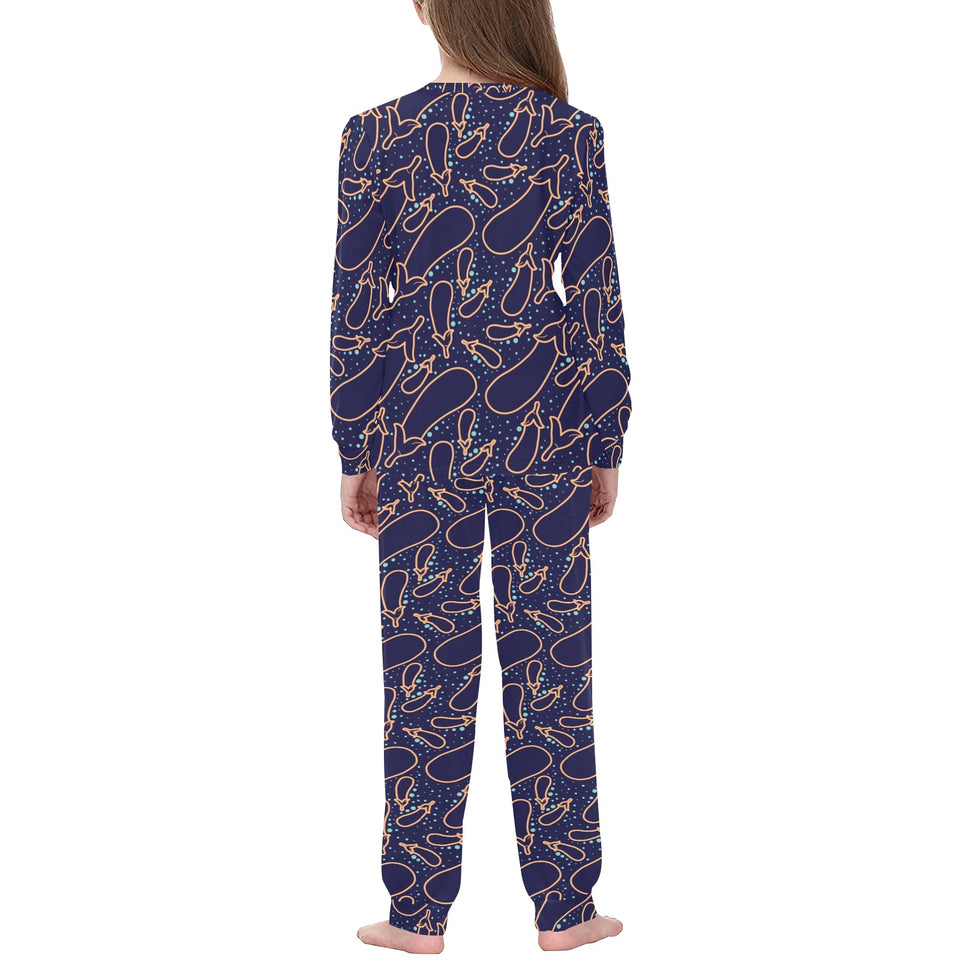 Eggplant Pattern Print Design 04 Kids' Boys' Girls' All Over Print Pajama Set