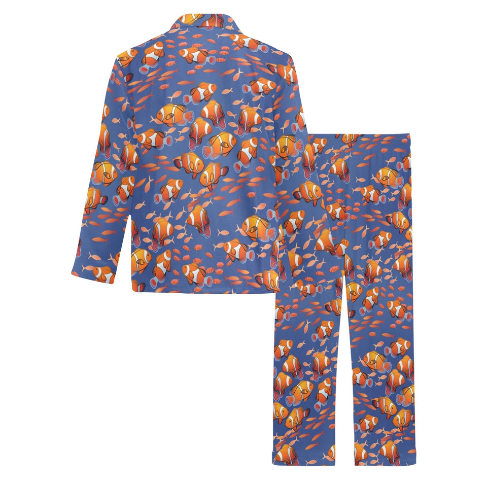 Clown Fish Pattern Print Design 04 Men's Long Pajama Set