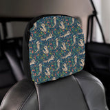 Raccoon tropical leaves pattern Car Headrest Cover
