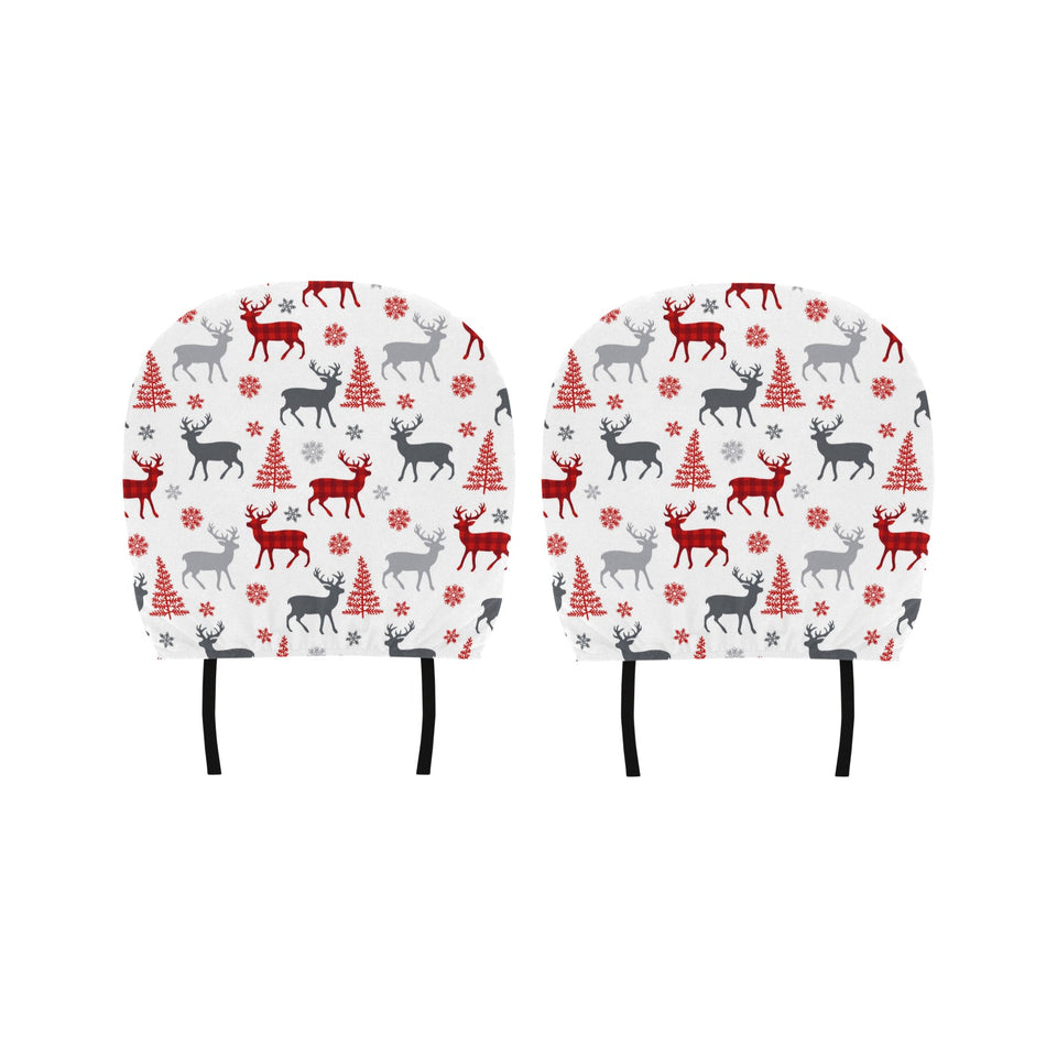 Deer tree snowflakes chrismas pattern Car Headrest Cover
