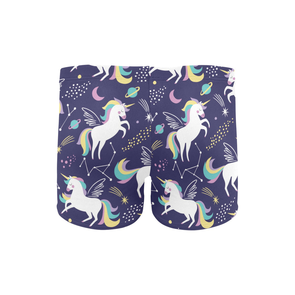 Hand drawn cute unicorn star planet Men's Swimming Trunks