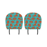 Octopus turquoise background Car Headrest Cover