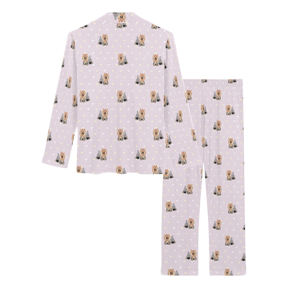 Yorkshire Terrier Pattern Print Design 02 Women's Long Pajama Set