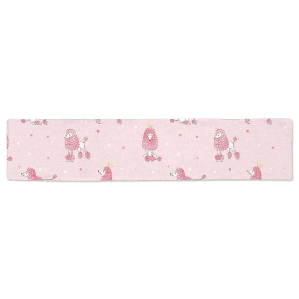 Poodle dog pink color theme Table Runner