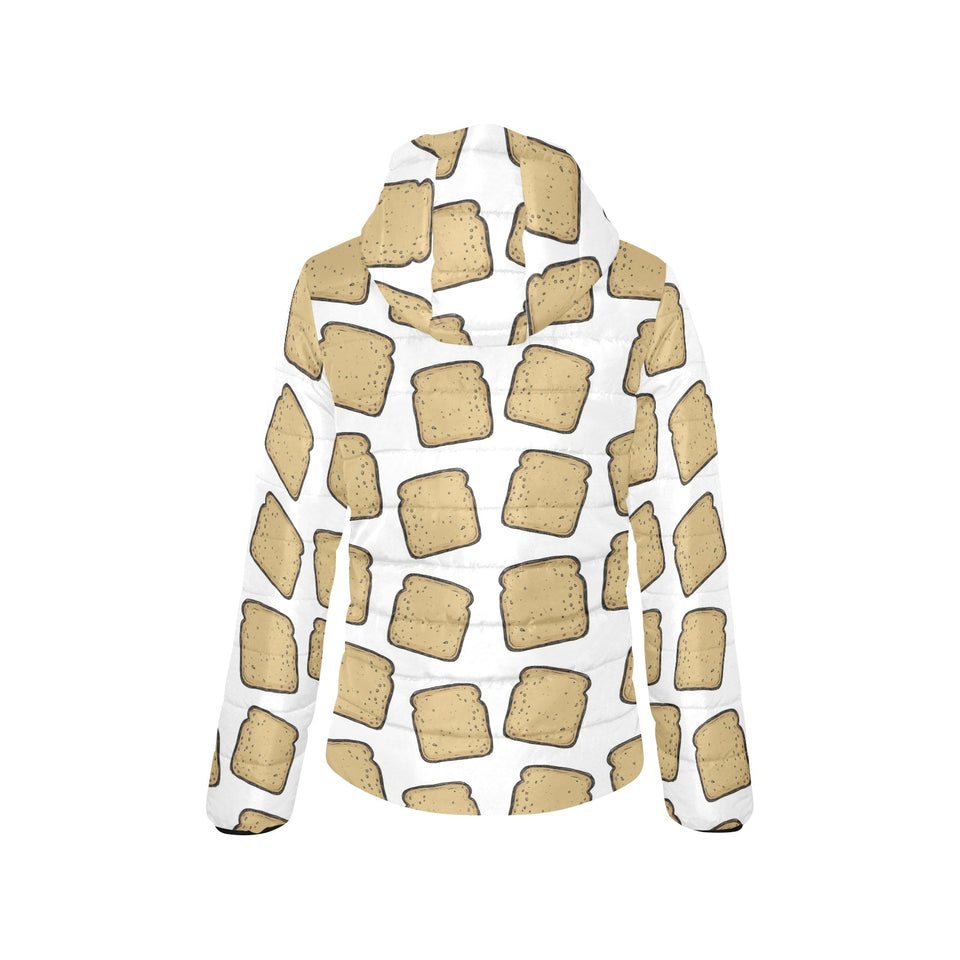 Bread Toast Pattern Print Design 03 Women's Padded Hooded Jacket