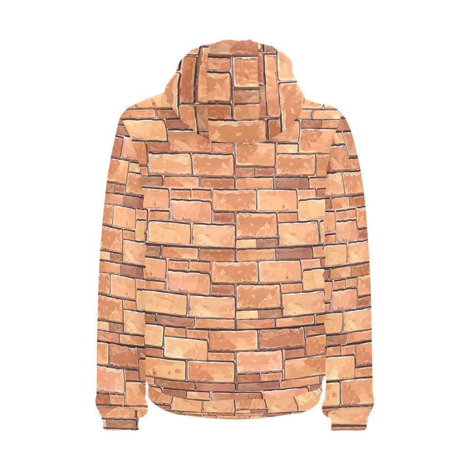 Brick Printed Pattern Print Design 04 Men's Padded Hooded Jacket