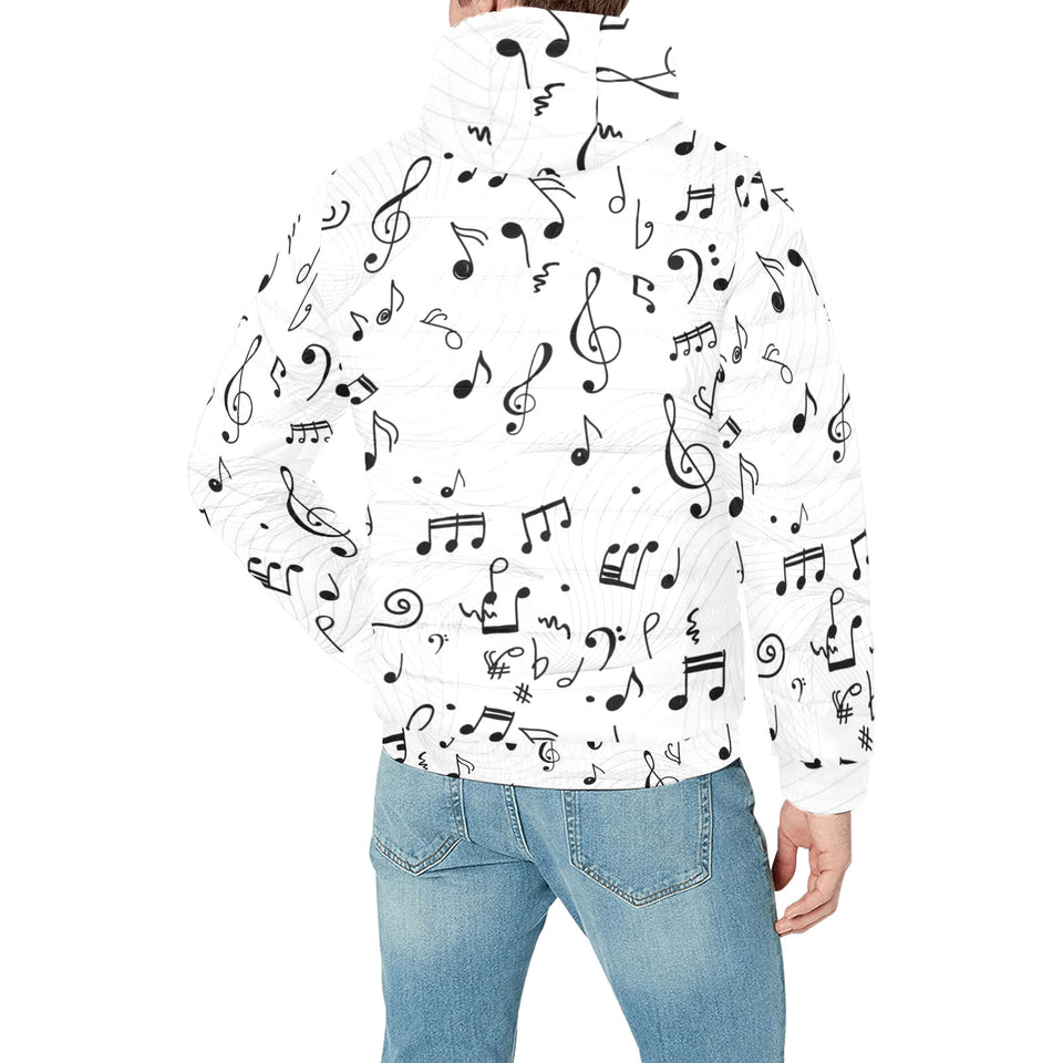 Music Notes Pattern Print Design 04 Men's Padded Hooded Jacket