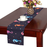 Watercolor colorful seahorse pattern Table Runner