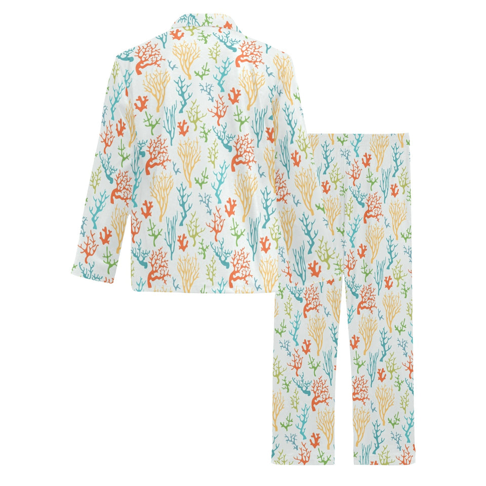 Coral Reef Pattern Print Design 02 Men's Long Pajama Set
