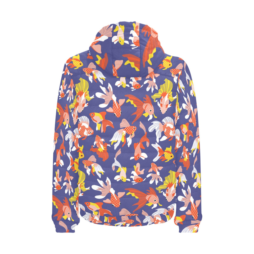 Goldfish Pattern Print Design 04 Men's Padded Hooded Jacket