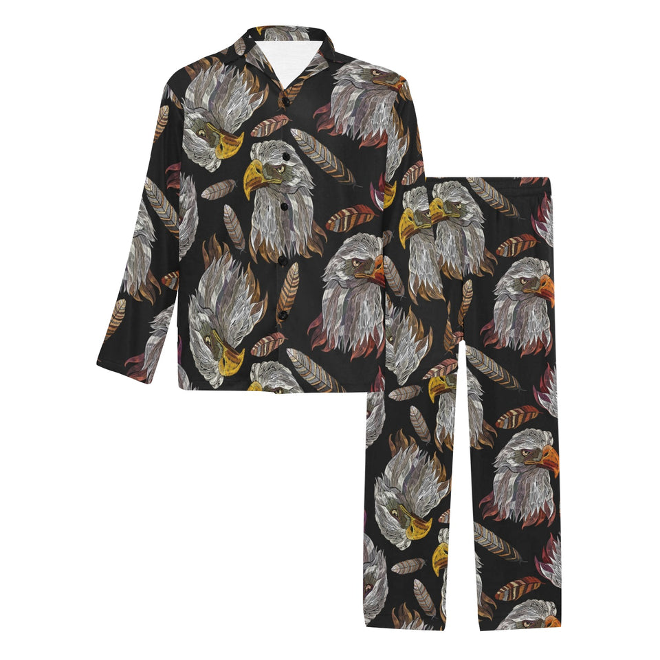 Eagle Pattern Print Design 05 Men's Long Pajama Set