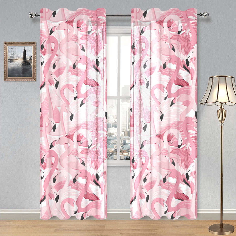 Pink flamingos pattern background Gauze Curtain