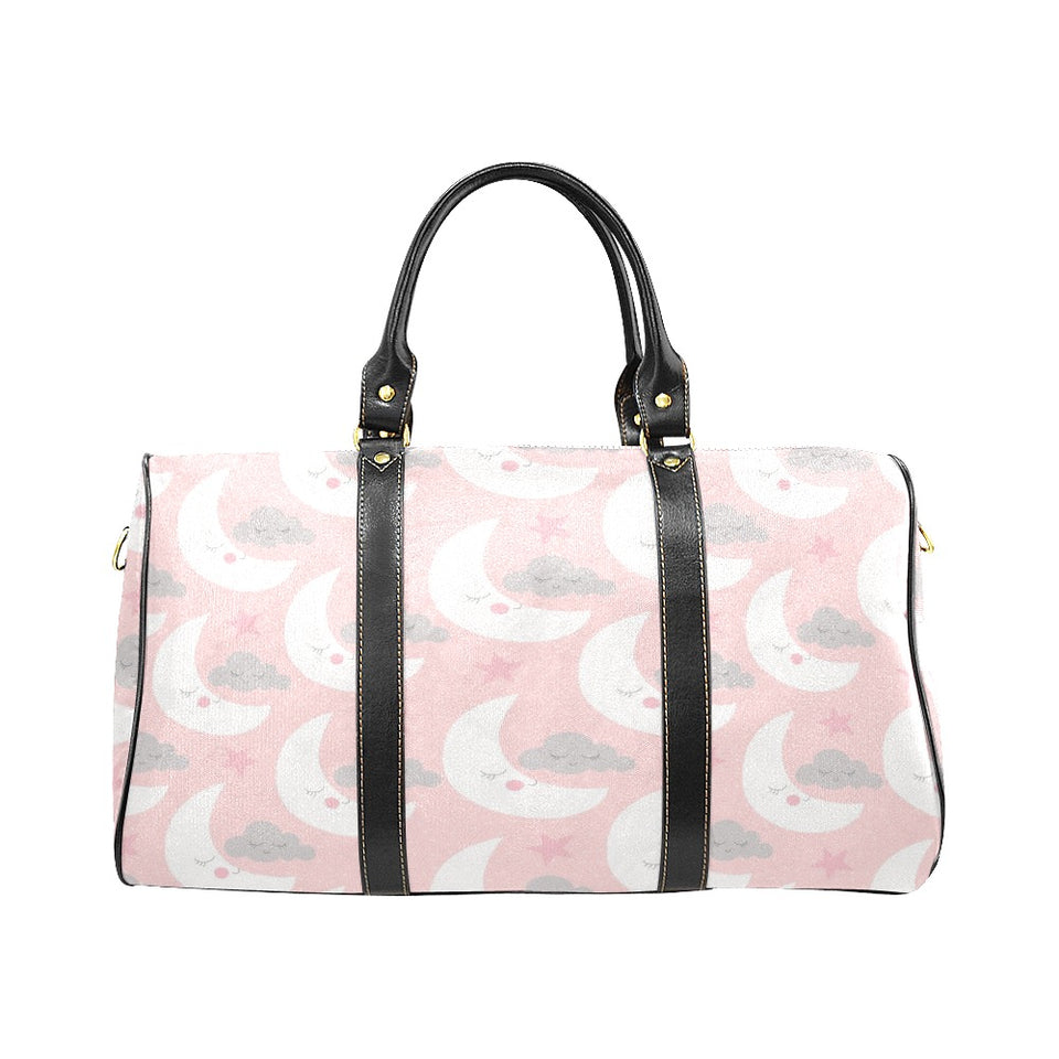 Cute moon cloud star pattern pink dot background Travel Bag