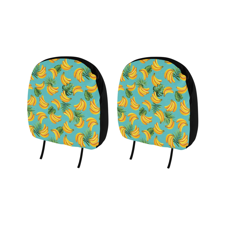 Banana Palm Leaves pattern background Car Headrest Cover
