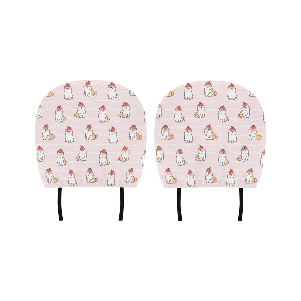 Cute Shiba Inu Dog Apple pattern Car Headrest Cover
