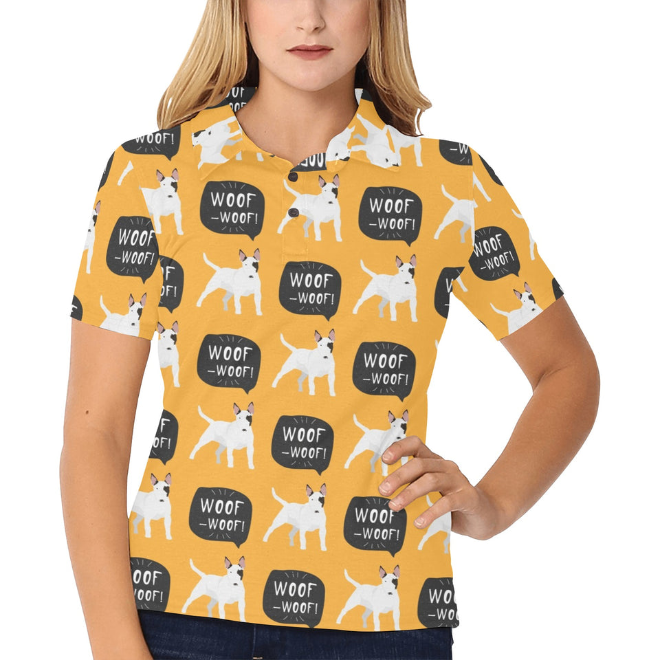 Bull Terrier Pattern Print Design 03 Women's All Over Print Polo Shirt