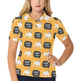 Bull Terrier Pattern Print Design 03 Women's All Over Print Polo Shirt