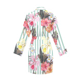 Colorful orchid flower pattern Women's Long Sleeve Belted Night Robe