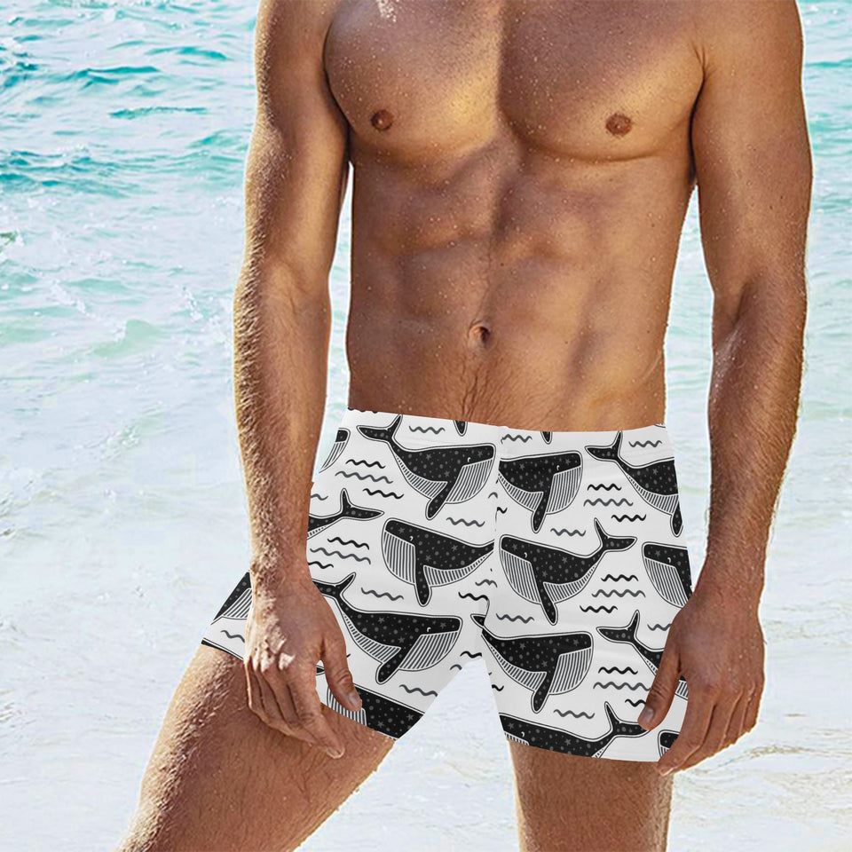 Black whale pattern Men's Swimming Trunks