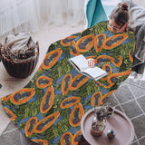 Colorful papaya tropical leaves Blanket Robe with Sleeves