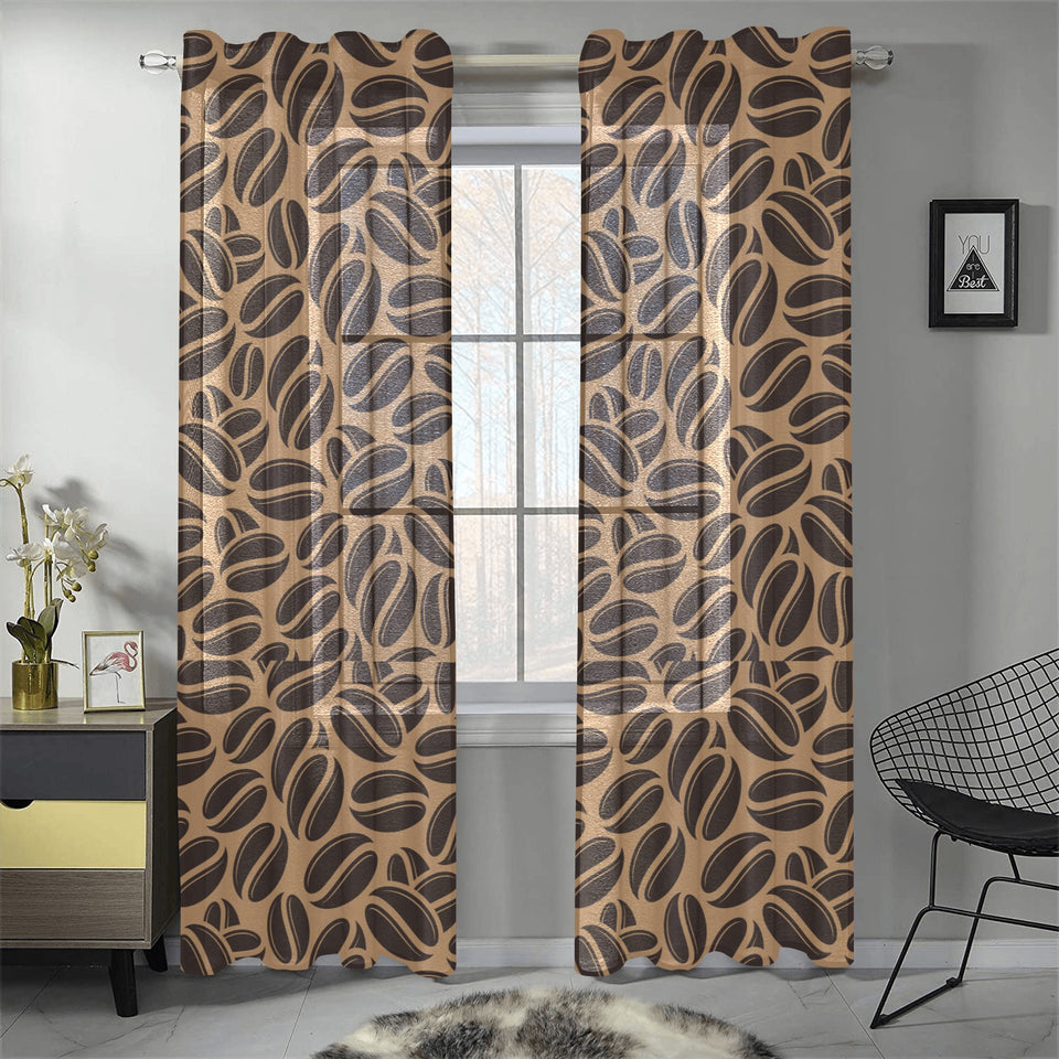 Coffee bean on brown background Gauze Curtain