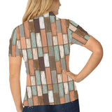 Wood Printed Pattern Print Design 02 Women's All Over Print Polo Shirt