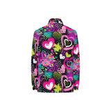 heart dot wave star creative design pattern Women's Long Sleeve Polo Shirt