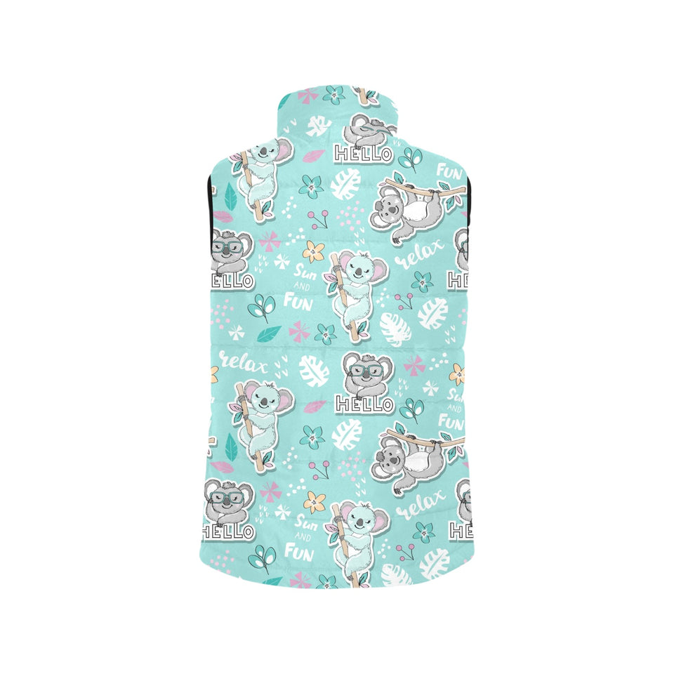 Cute koalas blue background pattern Men's Padded Vest