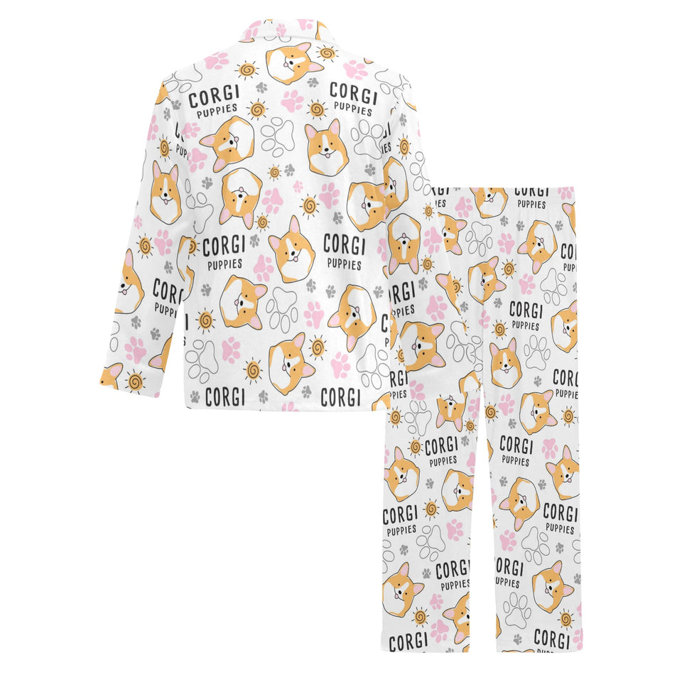 Corgi Dog Pattern Men's Long Pajama Set