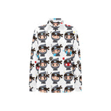 Cute ninja design pattern Women's Long Sleeve Polo Shirt