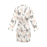 Llama Alpaca pattern Women's Long Sleeve Belted Night Robe