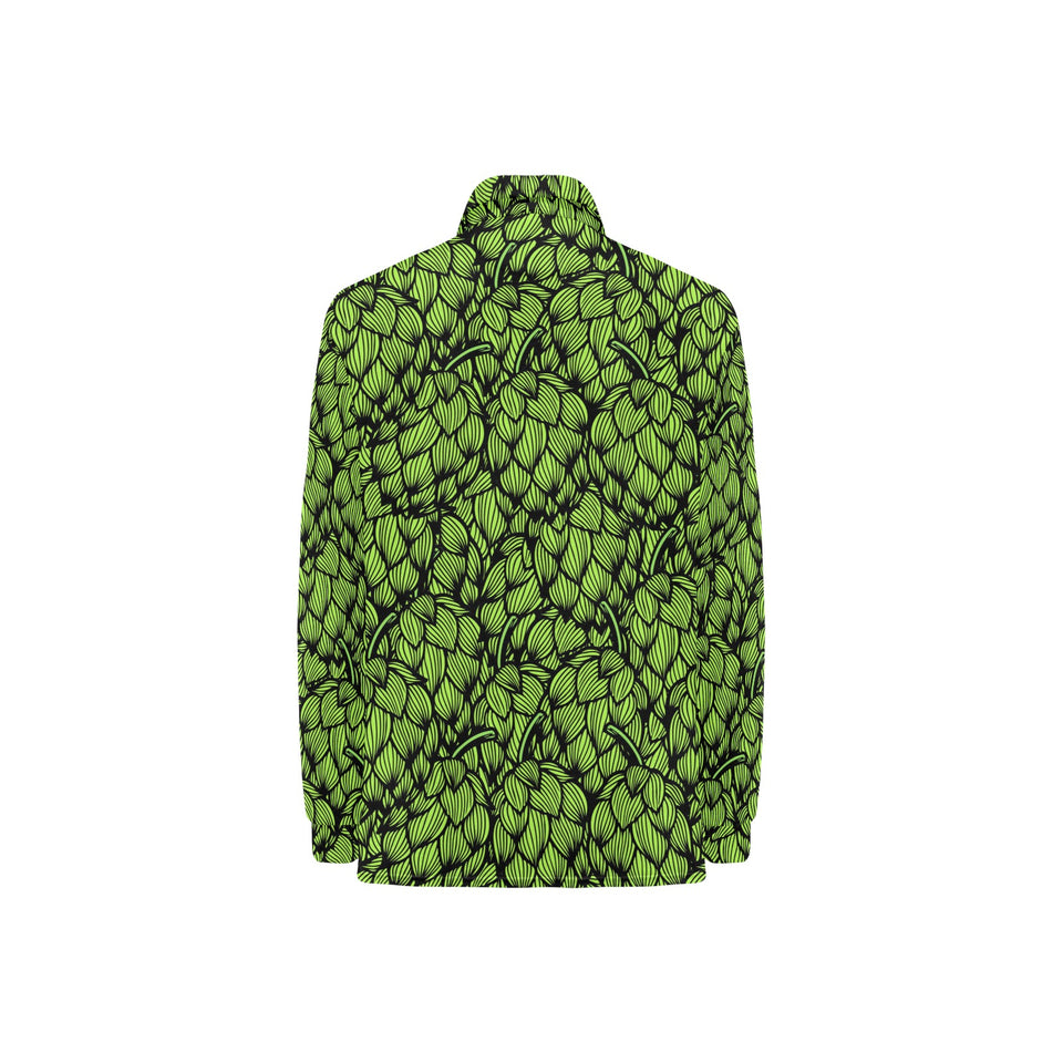 Green hop pattern Women's Long Sleeve Polo Shirt