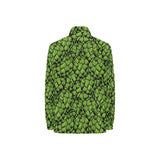 Green hop pattern Women's Long Sleeve Polo Shirt