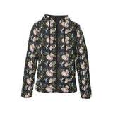 Hummingbird Pattern Print Design 03 Women's Padded Hooded Jacket