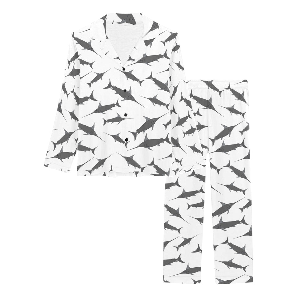 Swordfish Pattern Print Design 04 Women's Long Pajama Set