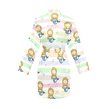 Cute hand drawn mermaid Women's Long Sleeve Belted Night Robe