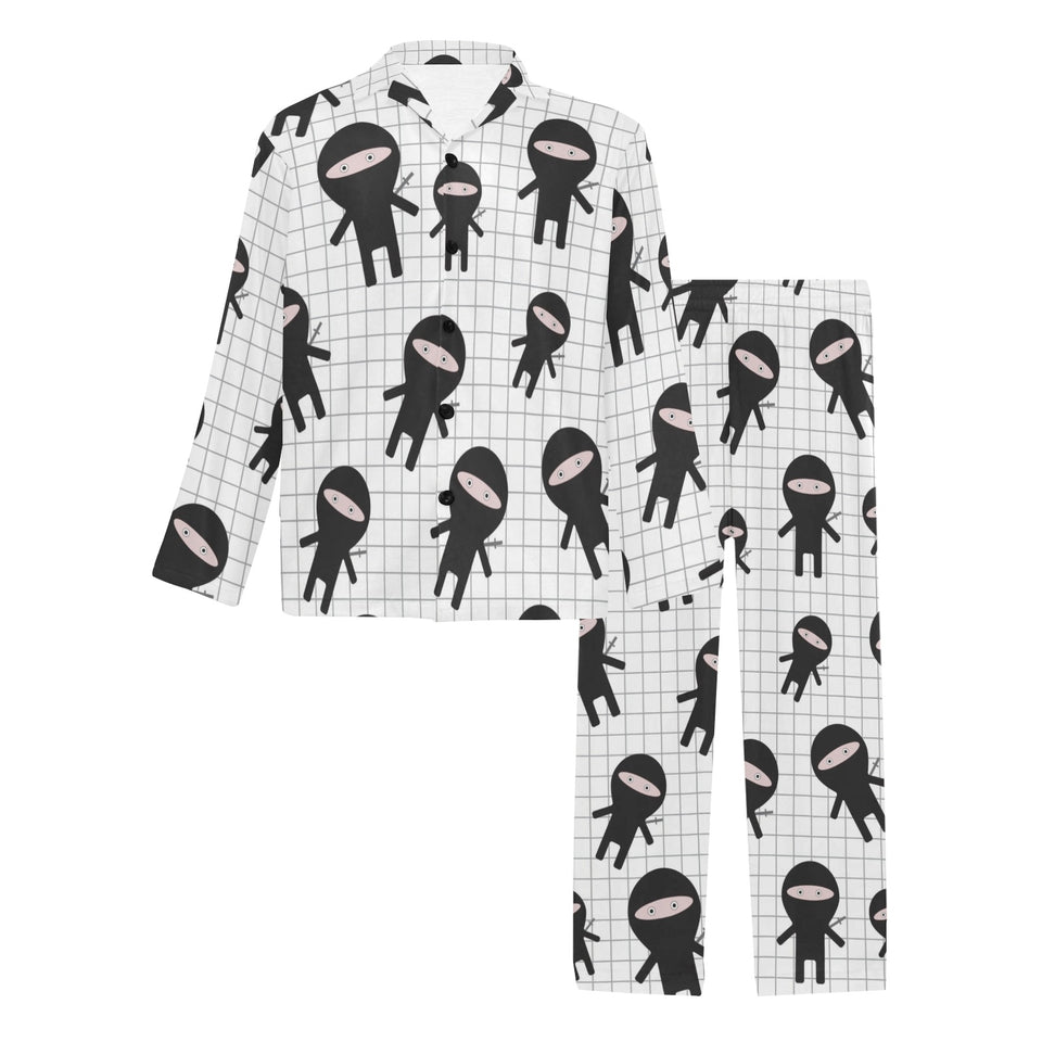 Ninja pattern plaid background Men's Long Pajama Set