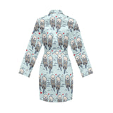 Lovely Sea Otter Pattern Women's Long Sleeve Belted Night Robe