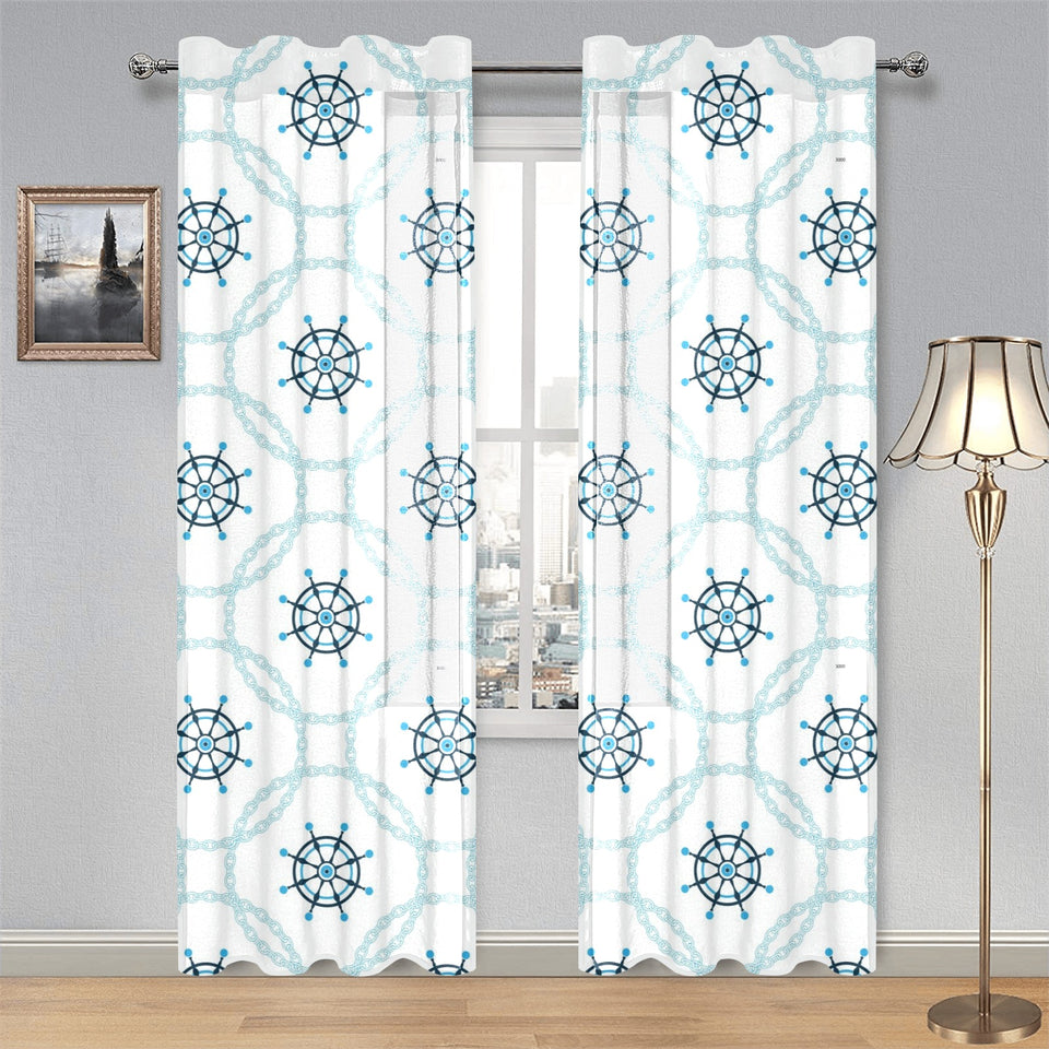 nautical steering wheel chain Gauze Curtain