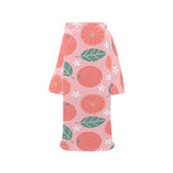 Grapefruit leaves flower pink background Blanket Robe with Sleeves