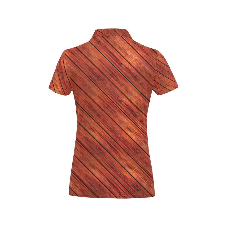 Wood Printed Pattern Print Design 03 Women's All Over Print Polo Shirt
