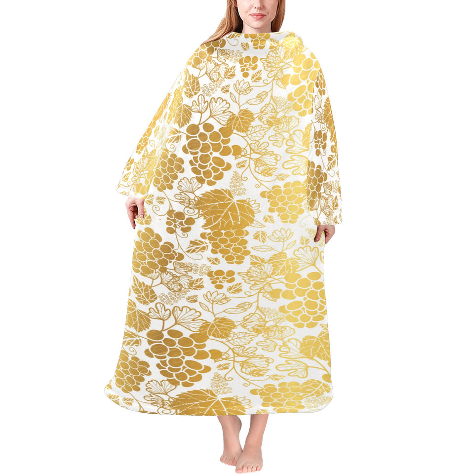 Gold grape pattern Blanket Robe with Sleeves