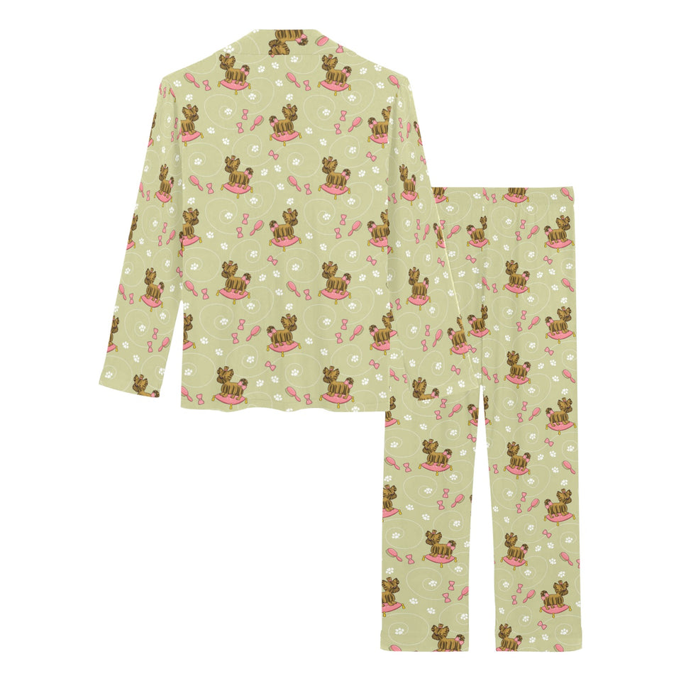 Yorkshire Terrier Pattern Print Design 01 Women's Long Pajama Set