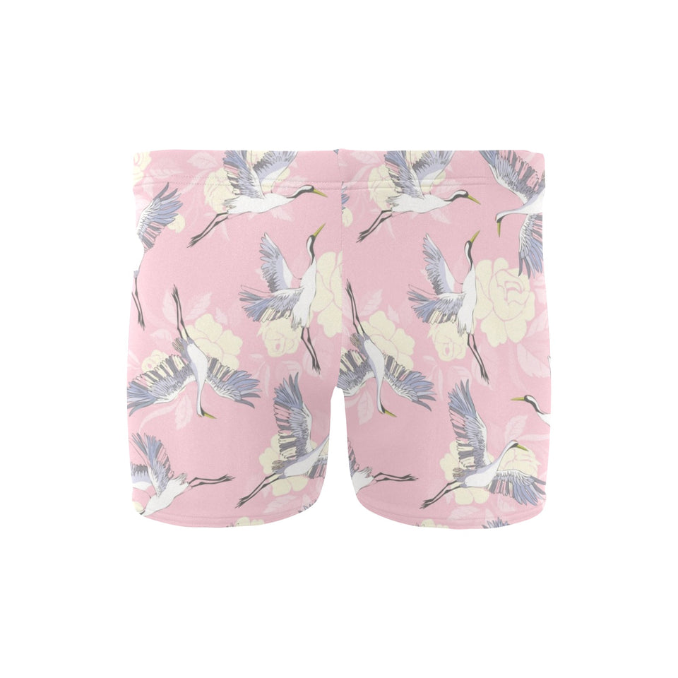Japanese crane rose pattern Men's Swimming Trunks