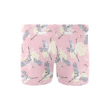 Japanese crane rose pattern Men's Swimming Trunks